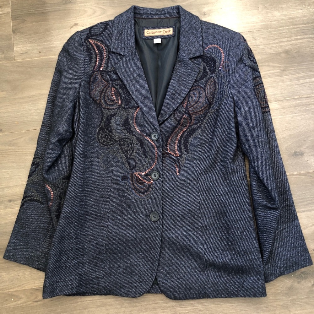 Coldwater Creek Paisley Embroidered Blazer Jacket (B23)‎